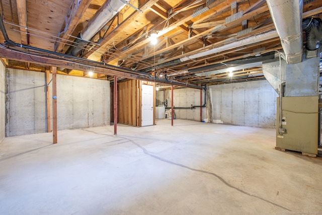 basement with heating unit