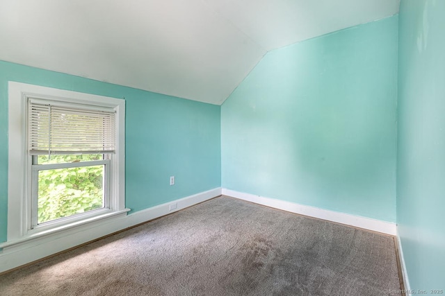 additional living space featuring carpet floors and vaulted ceiling