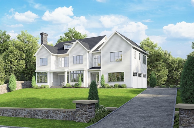68 Dearfield Dr, Greenwich, CT 06831 - view of front of home featuring a garage and a front yard