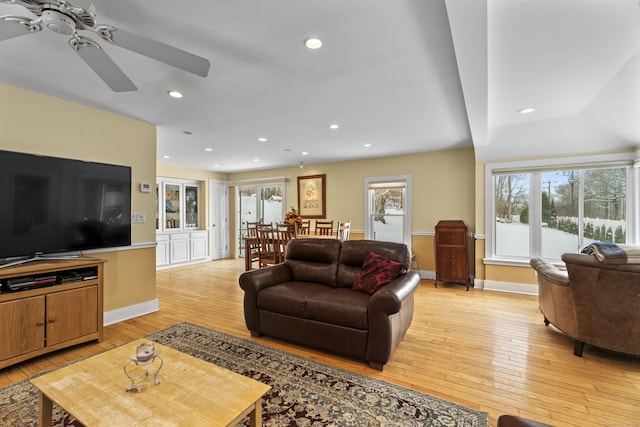 living room with light wood-type flooring