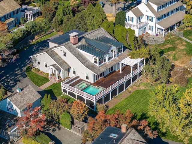 1060 Harbor Rd, Fairfield, CT 06890 - view from above of property featuring a pool