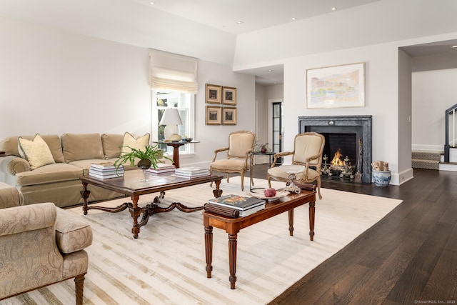 1060 Harbor Rd, Fairfield, CT 06890 - living room with a fireplace, wood finished floors, baseboards, and recessed lighting