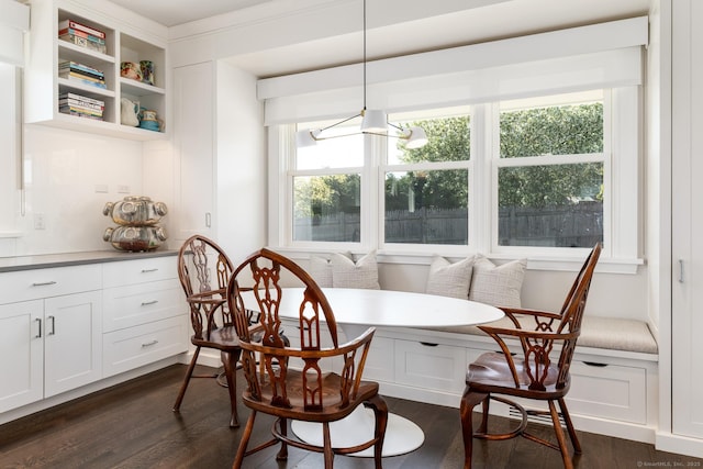 1060 Harbor Rd, Fairfield, CT 06890 - dining area with breakfast area, dark wood finished floors, and a chandelier