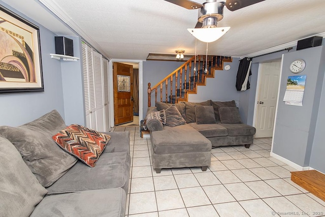 living room with light tile patterned floors