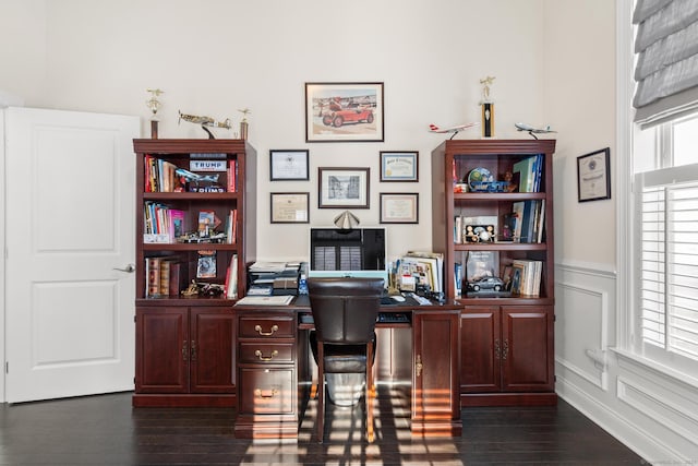 office featuring dark hardwood / wood-style flooring