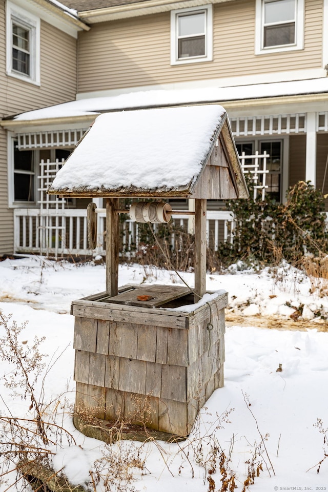 view of snow covered patio