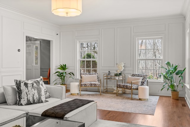 living room featuring a decorative wall