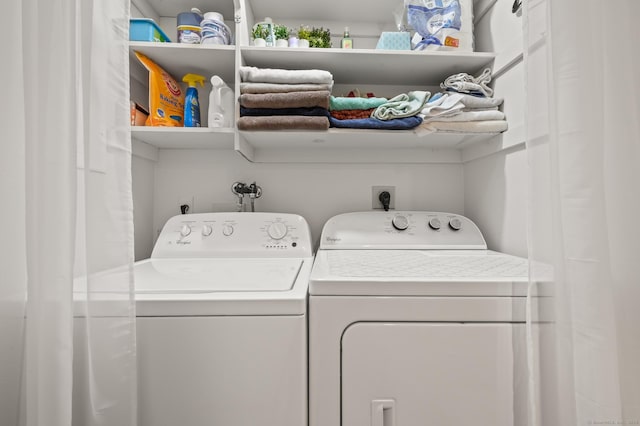 laundry room featuring washer and dryer