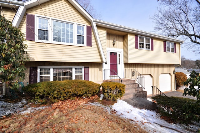 bi-level home with a garage