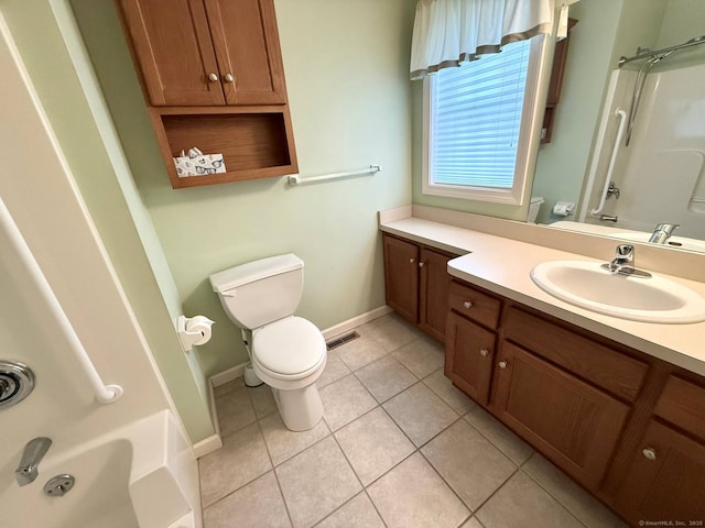 4 Amberly Ln Unit 4, East Lyme, CT 06357 - full bath featuring toilet, vanity, tile patterned floors, baseboards, and shower / bathtub combination