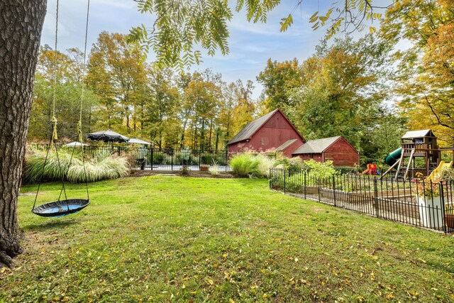 view of yard featuring a playground