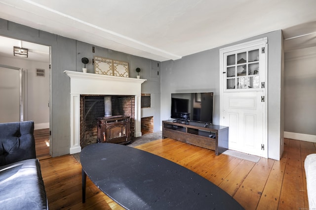 living room with hardwood / wood-style flooring