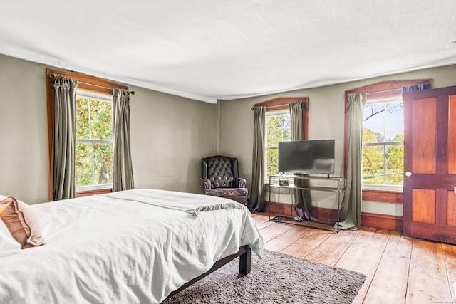 bedroom with light hardwood / wood-style flooring