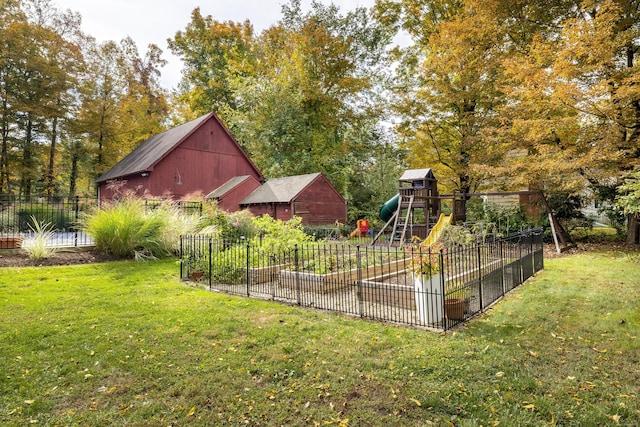 view of yard featuring a playground