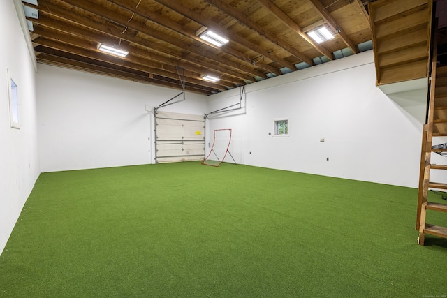 garage featuring wood ceiling