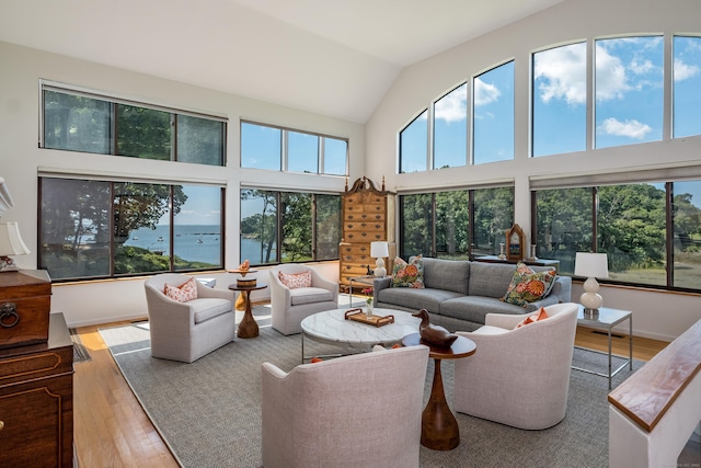 48 Andrews Rd, Guilford, CT 06437 - sunroom with lofted ceiling and a water view