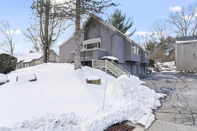 exterior space with a garage