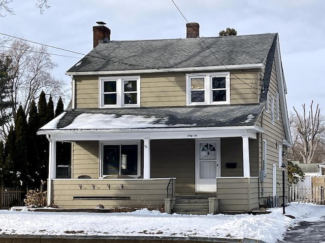 view of front facade featuring covered porch