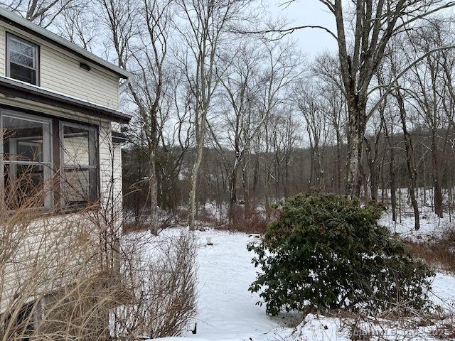 view of yard covered in snow