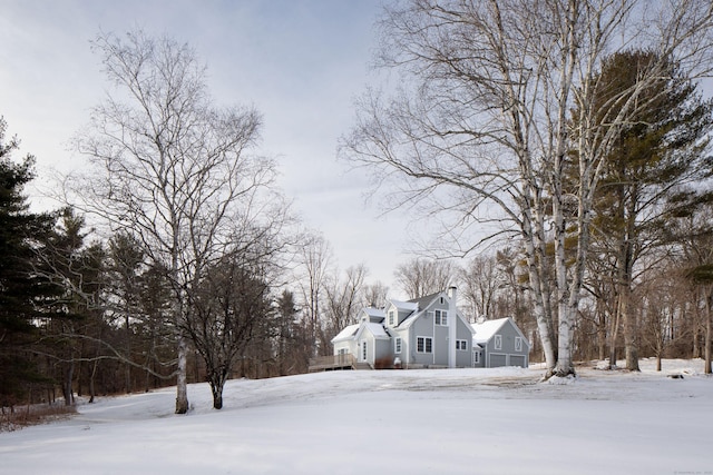 view of yard layered in snow