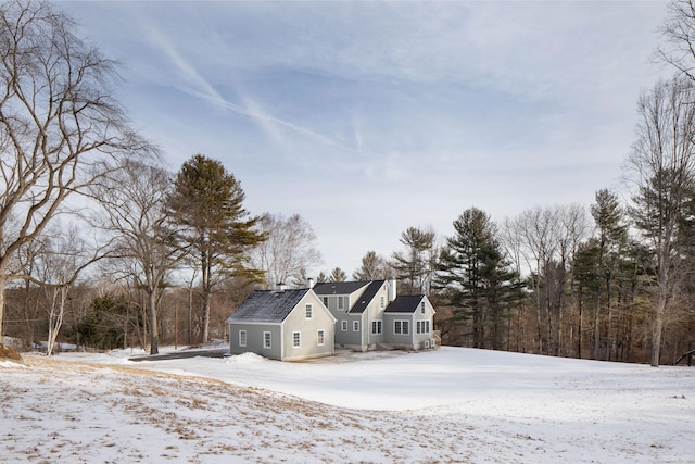 view of snow covered exterior