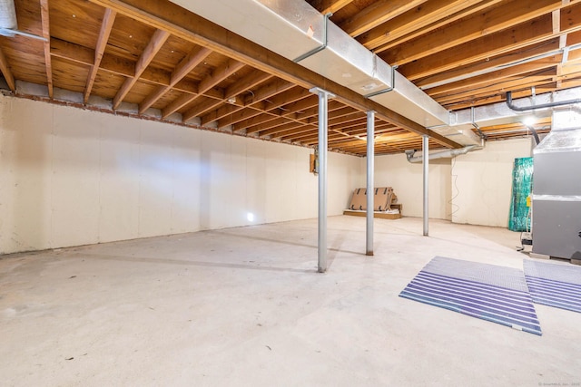 basement with heating unit