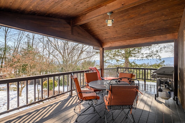 wooden deck with area for grilling