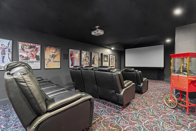 view of carpeted cinema