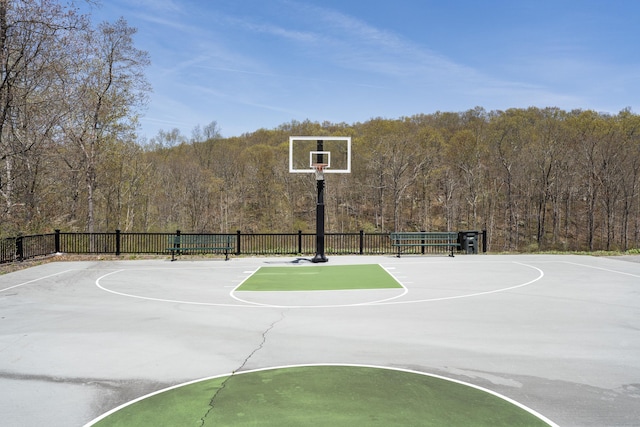 131 Burr Hill Rd, Killingworth, CT 06419 - view of sport court featuring fence, community basketball court, and a forest view