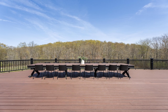 131 Burr Hill Rd, Killingworth, CT 06419 - wooden deck with a view of trees and outdoor dining area