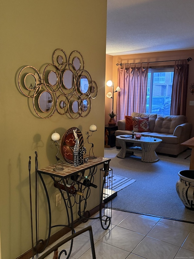 living room featuring light tile patterned flooring