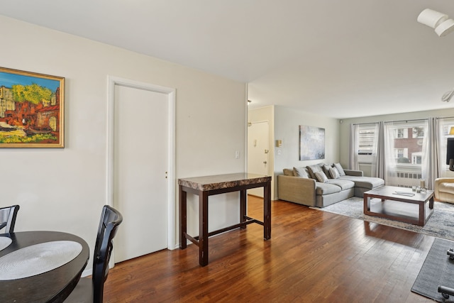 living room with hardwood / wood-style flooring