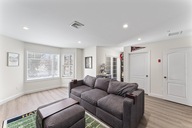 living room with light wood-type flooring