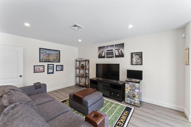 living room featuring light hardwood / wood-style flooring