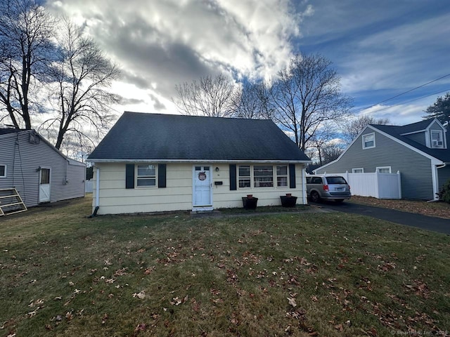 view of front of home with a front yard