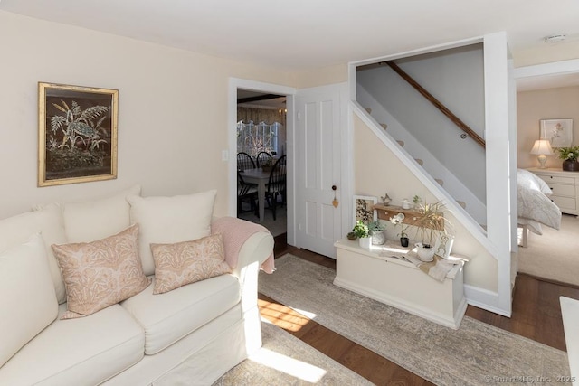 living room with hardwood / wood-style floors