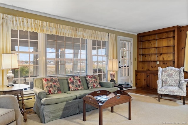 31 Pawson Rd, Branford, CT 06405 - living room with ornamental molding, a wealth of natural light, and a baseboard radiator