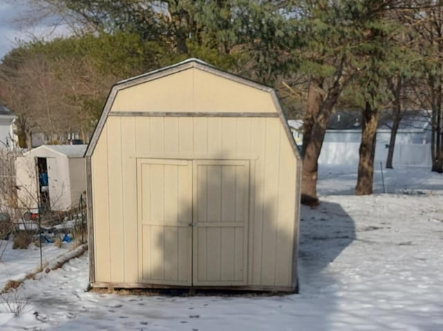 view of snow covered structure