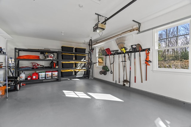 garage featuring baseboards and a garage door opener