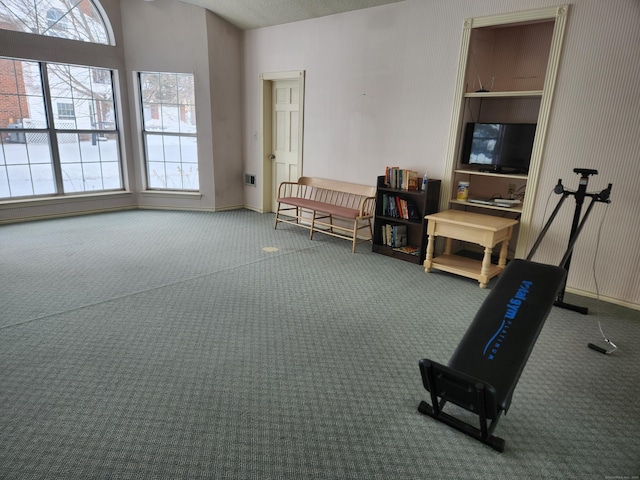 interior space with carpet floors and baseboards