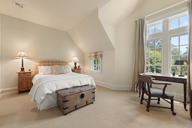 4 Hemlock Rdg, Weston, CT 06883 - carpeted bedroom featuring vaulted ceiling, wallpapered walls, and an office area