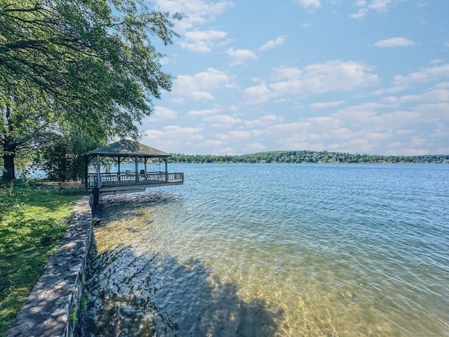 279 Candlewood Lake Rd, Brookfield, CT 06804 - view of dock with a gazebo and a water view