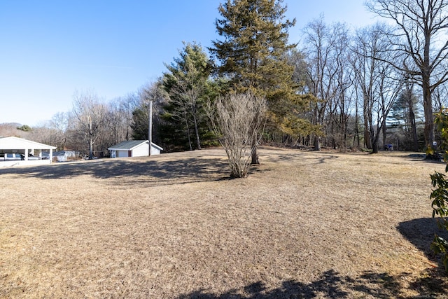 view of yard with an outbuilding