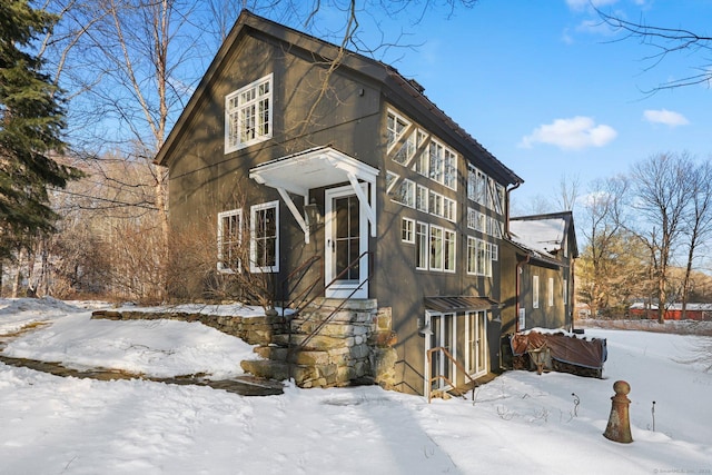 view of snow covered exterior