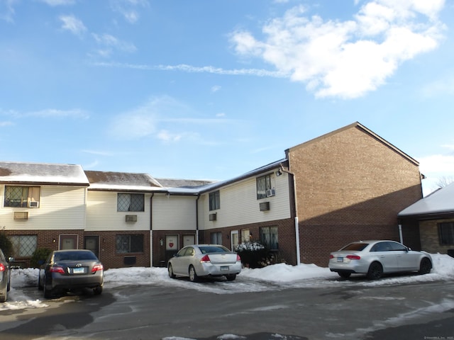 view of snow covered building