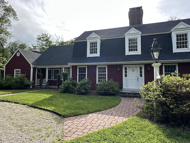 776 Bethany Mountain Rd, Cheshire, CT 06410 - view of front facade featuring roof with shingles, a chimney, and a front yard