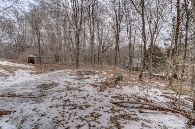 view of snow covered land