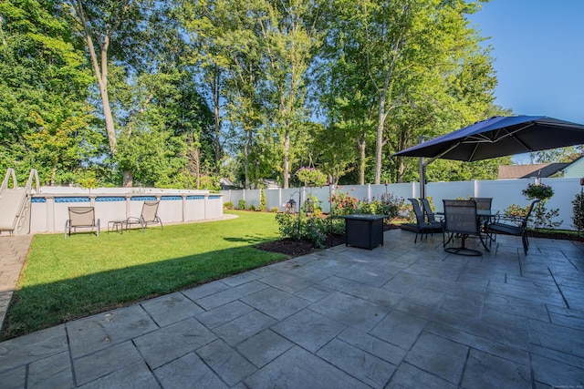 view of patio with a fenced in pool