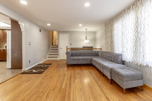 living room featuring light hardwood / wood-style flooring