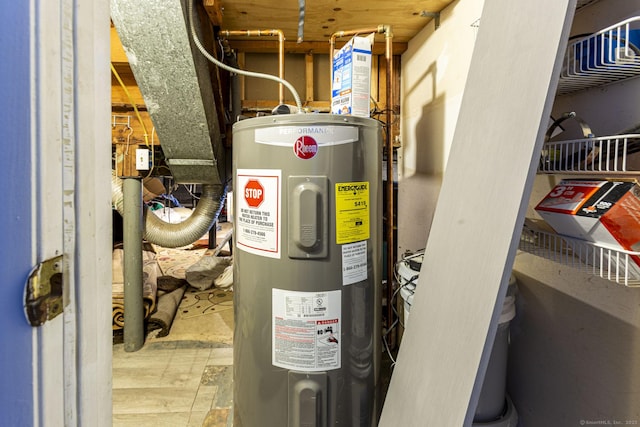 utility room with electric water heater